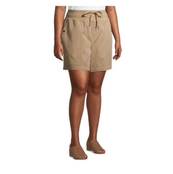 Terra & Sky NWT Women's Plus Size Utility Shorts Tan 656 - Picture 3 of 7